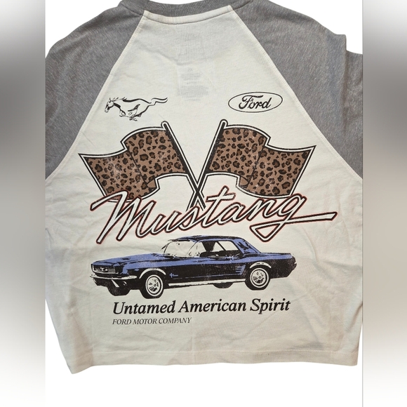 Women's Ford 64 Mustang Gray and White Long Sleeve Tee - Picture 2 of 3